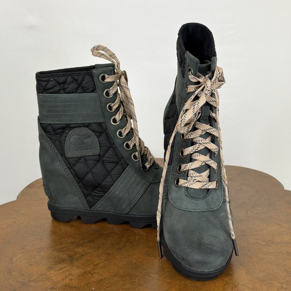 New, No Box Sorel Lexie Wedge Boot Dark Slate Womens Bootie Size 7